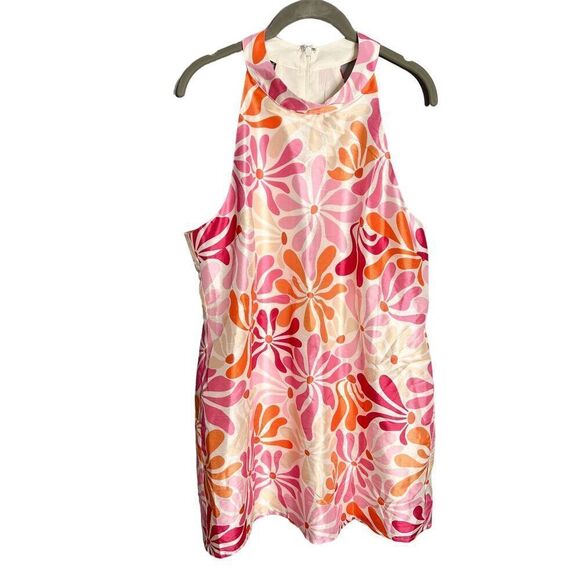 NEW Anthropologie Hutch Jones Halter Mini Dress Sz Large Pink Floral - Picture 5 of 10